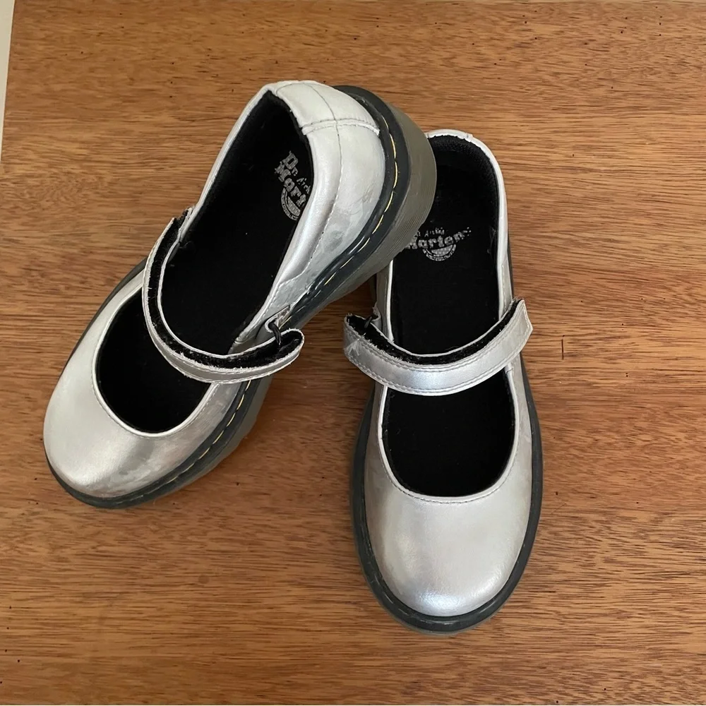 Dr. Martens Kids Silver Mary Jane Shoes
